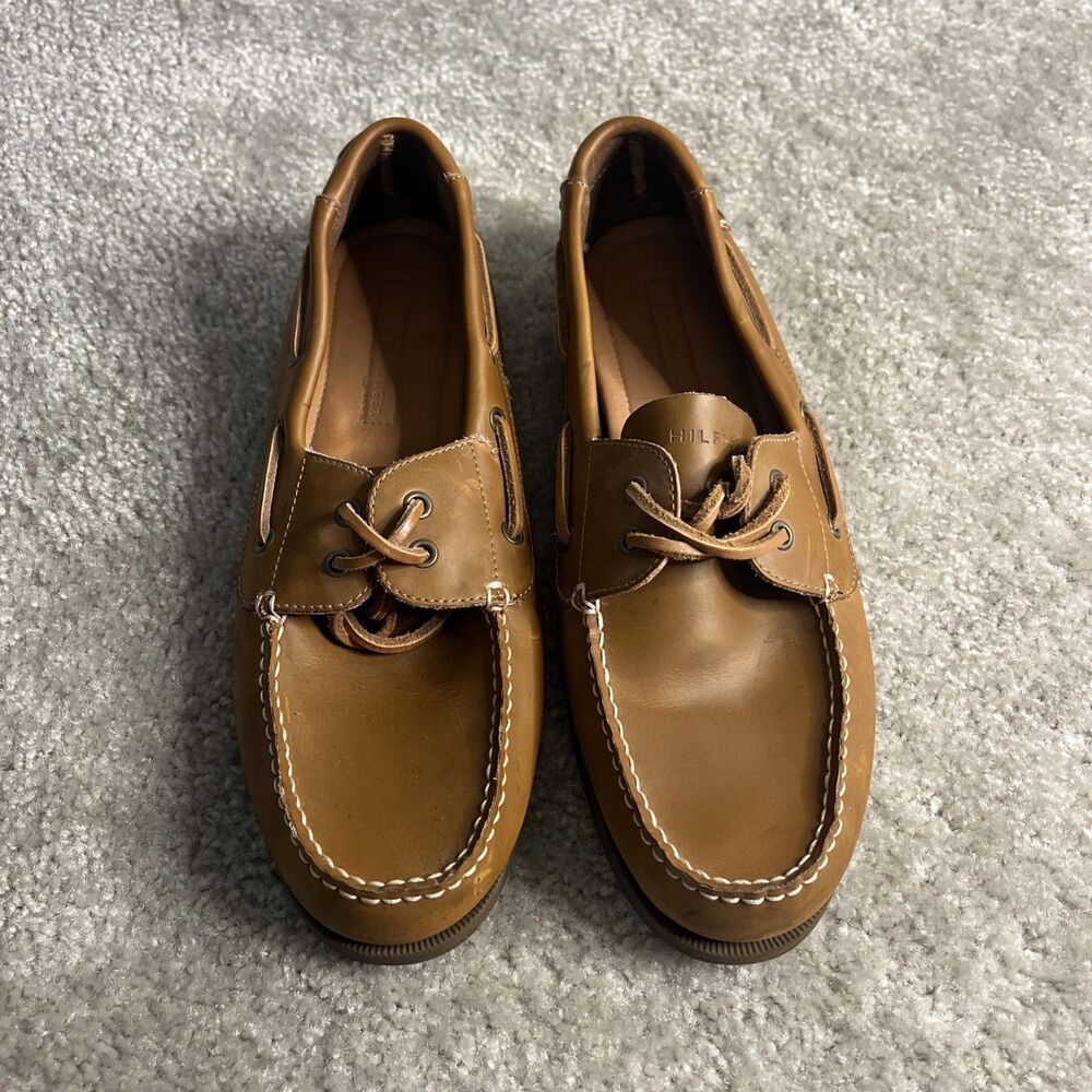 Tommy Hilfiger Bowman Boat Shoes Loafer Mens 12 Tan Leather Lace Up - w/ Box